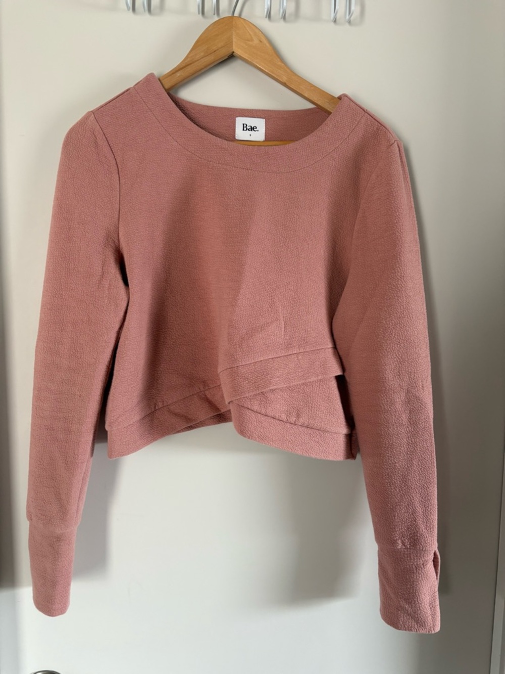 Bae Pink Cropped Long-Sleeve Nursing and Maternity Top